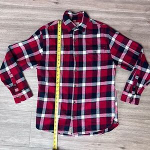 Jachs Women's‎ Red Cotton Blend Plaid Long Sleeve Button Down Shirt Size Medium